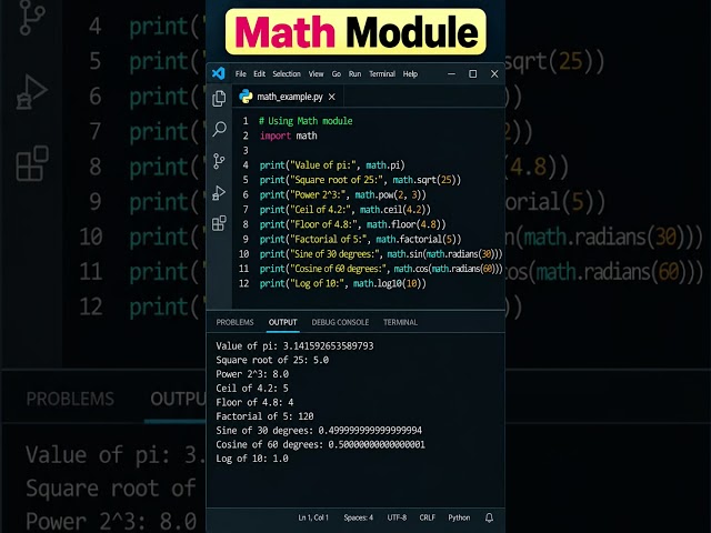 Math Module in Python | Useful Math Functions with Examples | CBSE 2026-27
