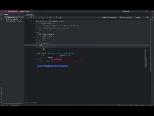 Exception Handling Raise exception, assert