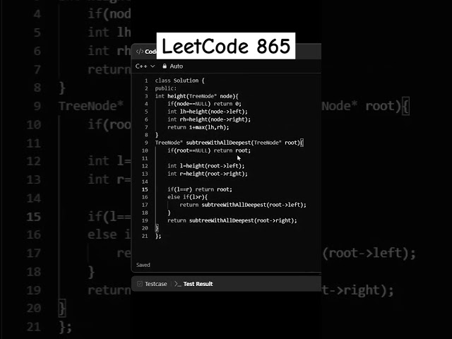 LeetCode 865. Smallest Subtree with all the Deepest Nodes | POTD 09/01/26 #leetcode #dsa #coding