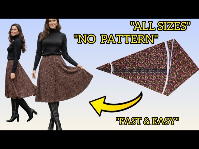Stop Buying Expensive Skirts! 💸 Professional 10-Minute Circle Skirt (All Sizes)