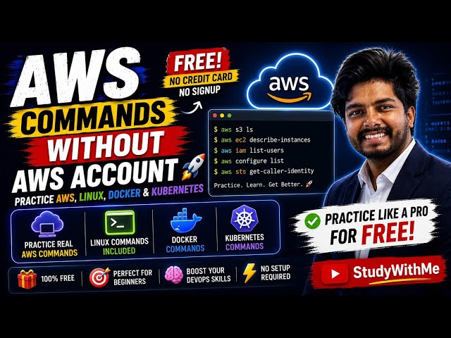 AWS Commands Without AWS Account 🚀 | Practice AWS, Linux, Docker & Kubernetes for FREE!|StudyWithMe 
