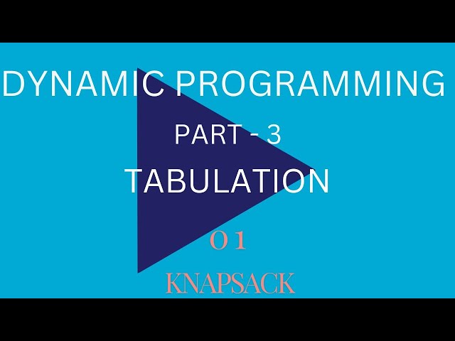 Dynamic programming Tabulation using 0 1 Knapsack problem - Easy Coding in English.