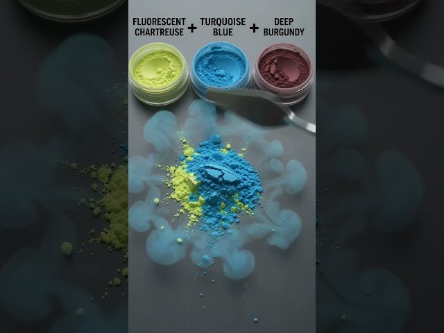 💚 + 🩵 + ❤️ = 🤯 FLUORESCENT CHARTREUSE + TURQUOISE BLUE + DEEP BURGUNDY = OBSIDIAN ROSE?!