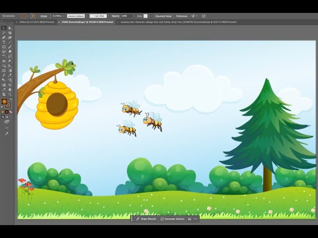 Using different transform tools and actions in Adobe Illustrator