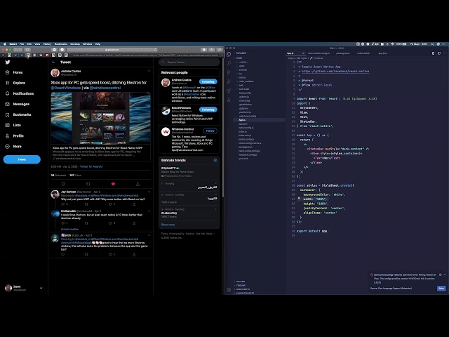 React Native on macOS, web, and iOS