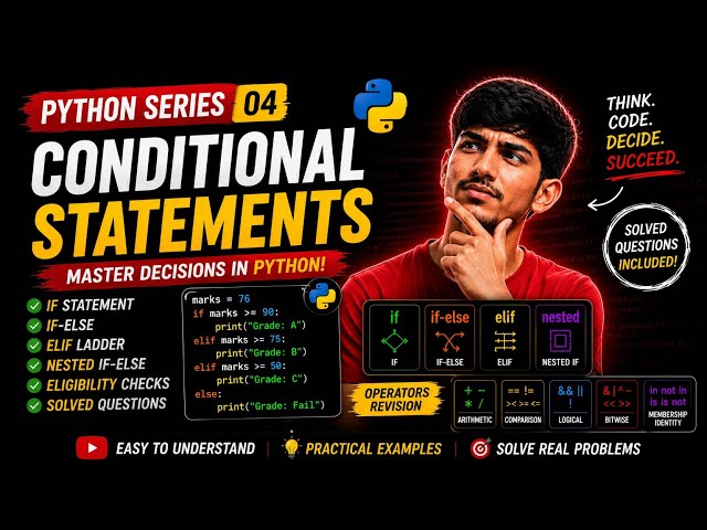 Python Conditional Statements | if, if-else, elif, Nested if | Ep 4 #fyp #python #coding#Conditional