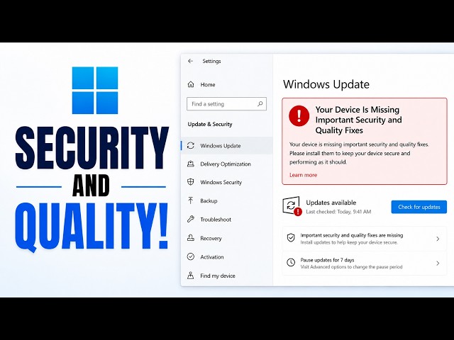 Your Device Is Missing Important Security and Quality Fixes - Windows 10 Update Error Fixed