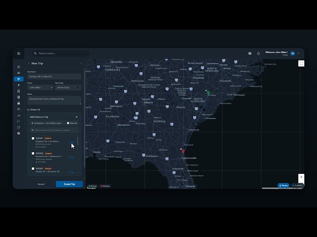 Trips: Route Optimization & Multi-Order Planning | Cargo TMS | Cargo ePOD