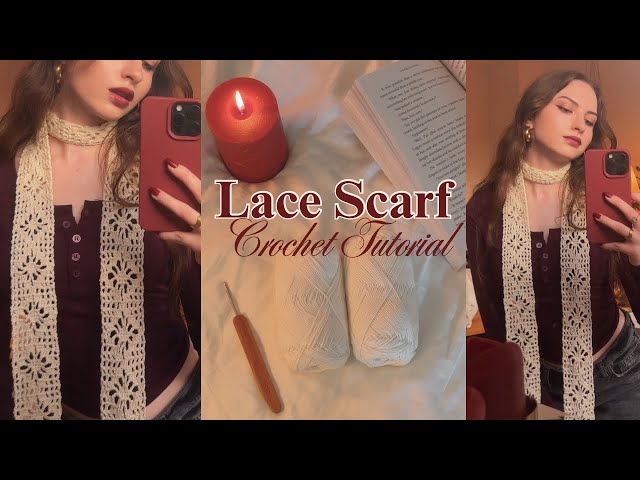 crochet lace skinny scarf tutorial ₊˚⊹♡