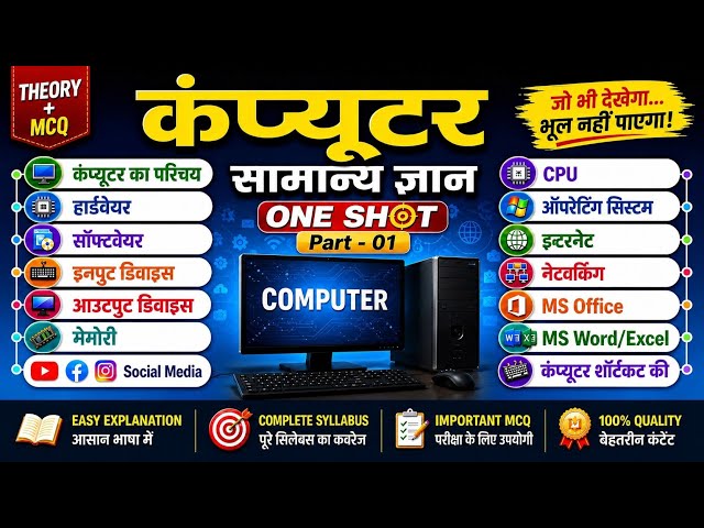 ONE SHOT: Computer General Knowledge 2026 | Computer Top Questions | Computer GK Complete Theory ...