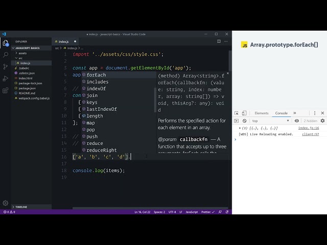 Ultimate JavaScript Basics 60 - Arrays In-Depth - Exploring Array.forEach