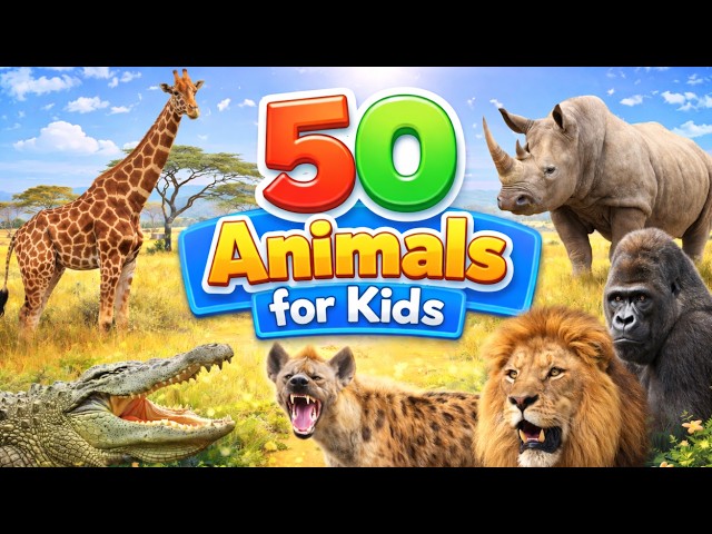 50 Animals for Kids | Learn Animal Names | Types of Animals for Kids | Wild Animals Name