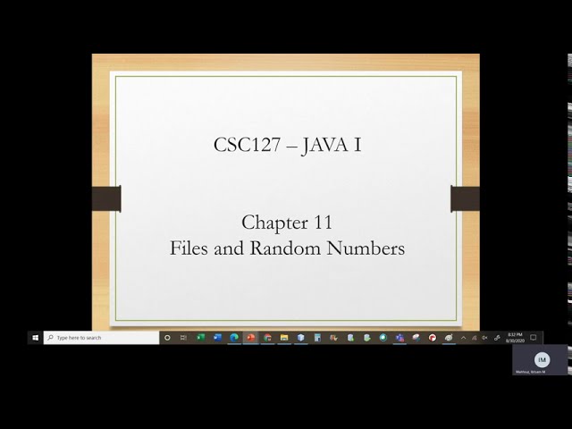 Java I   Chapter 11   Class 1   Part 1   Files and PrintWriter