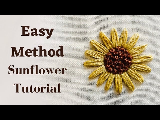 Sunflower Easy Tutorial 🌻 |  Embroidery By Afeei