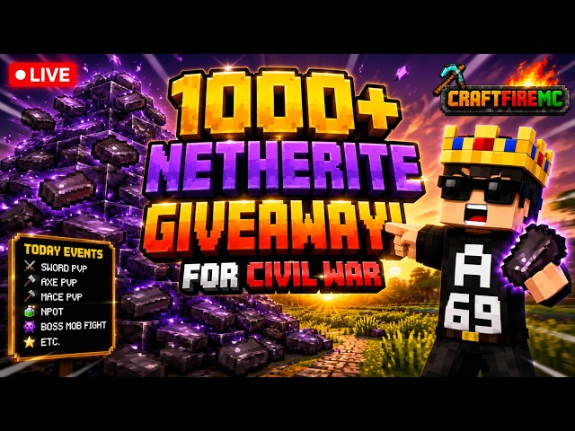 🥳 1000 NETHERITE GIVEAWAY || 24/7 Smp || Minecraft Live Hindi #minecraft #minecraftlive