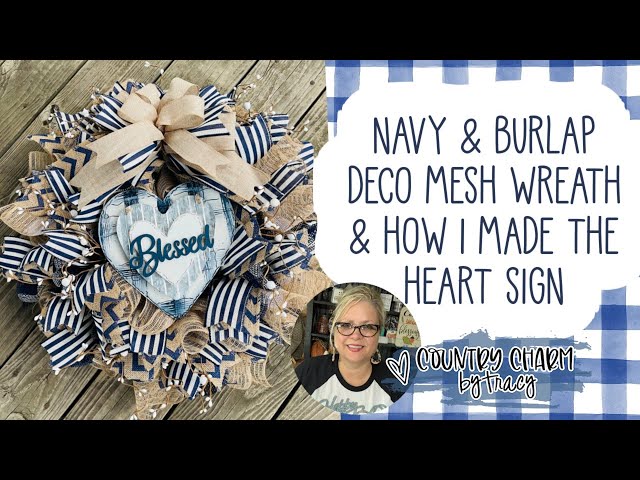 How I made a Navy and Burlap "Blessed" Everyday Wreath | Rustic | Farmhouse