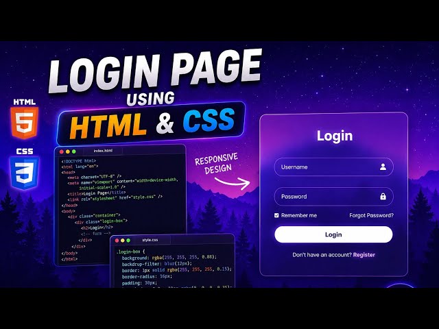 🔥 Build a Stunning Glassmorphism Login Page using HTML & CSS from scratch!