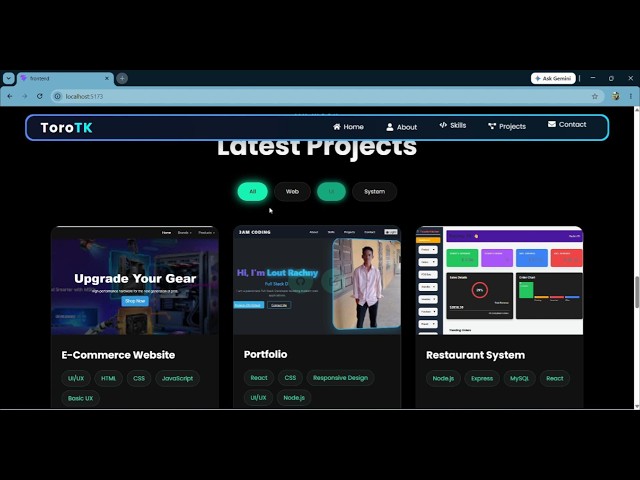 React Portfolio Website UI Showcase & Full Demo