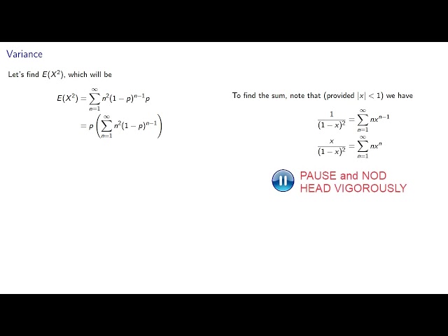 Expected Value and Variance of a Geometric Distribution