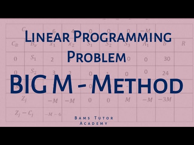 BIG M-Method | LINEAR PROGRAMMING PROBLEM (LLP) | Operation Research 1