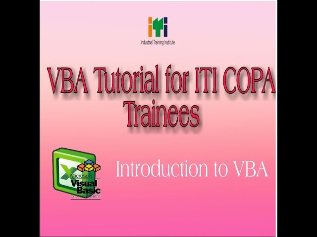 Introduction to VBA | Malayalam Tutorial | ITI COPA Trade
