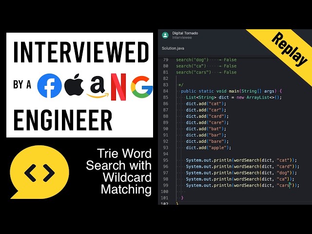 Trie Word Search with Wildcard Matching: Java Interview with a FAANG Engineer