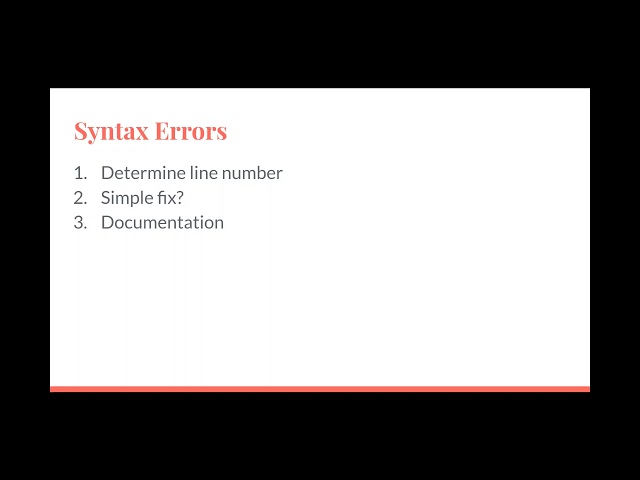 The CS Things They Don't Teach You - Debugging: Syntax Errors