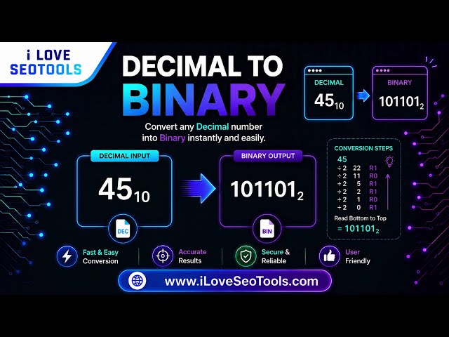 🔢 Free Decimal to Binary Converter – Convert Decimal to Binary Online | iLoveSEOTools