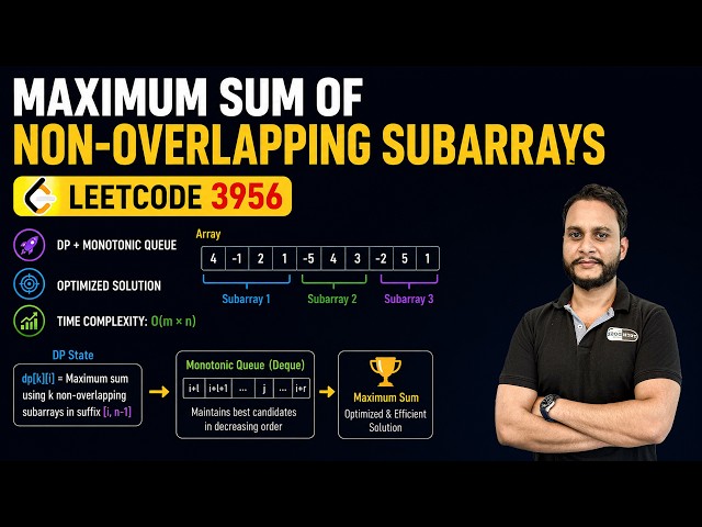 Maximum Sum of M Non-Overlapping Subarrays I | Leetcode 3956