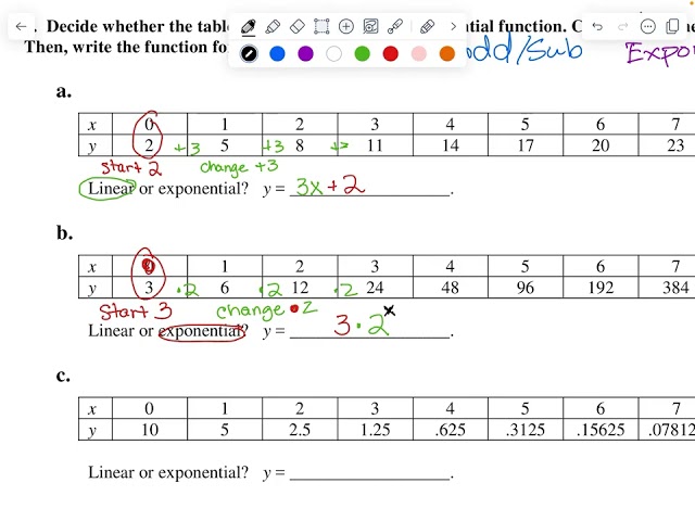 Linear vs Exponential Word Problems 2b and c