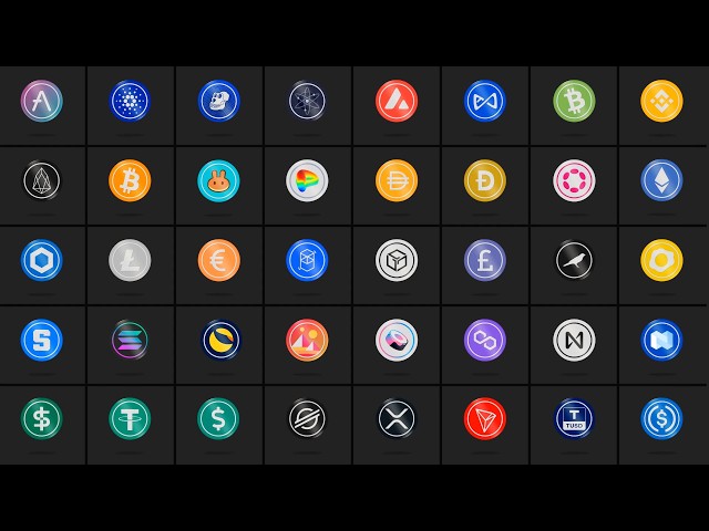 40 Cryptocurrencies — Free Rotating 3D Crypto Icons (Ae, Pr, Dr, FCPX)