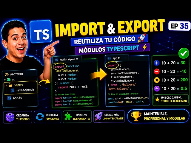 IMPORT and EXPORT in TypeScript 🚀 Learn Modules and Reuse Code | JavaScript Course From Scratch #35
