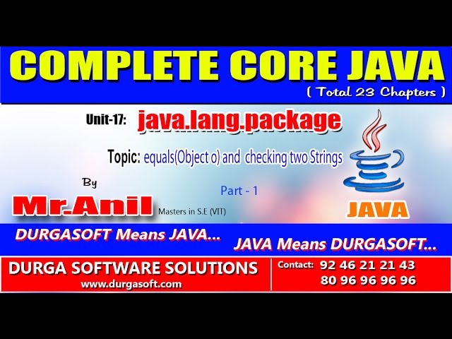 Core Java -  java.lang.package -  equals(Object o) and  checking two Strings Part-1