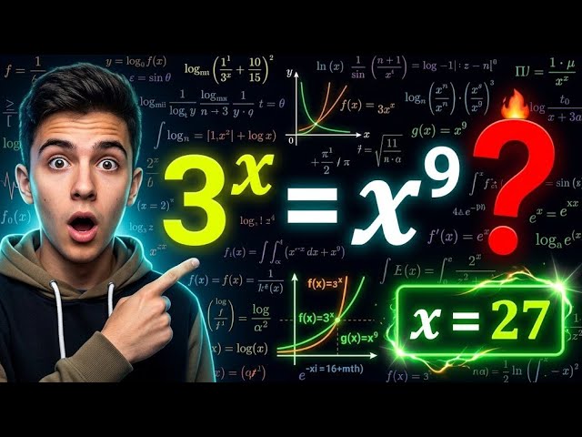 Solve 3ˣ = x⁹ in Under 30 Seconds! | Amazing Exponential Equation Trick