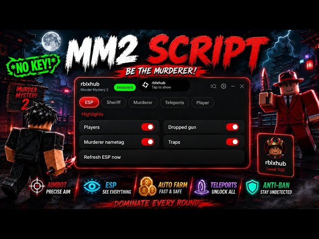 MM2 Script 2026 | Murder Mystery 2 Auto Farm, ESP & GUI - No Key Required Best script