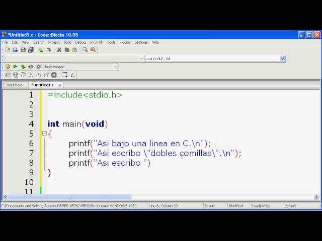 Primer programa en C. (Printf - Secuencias de escape)