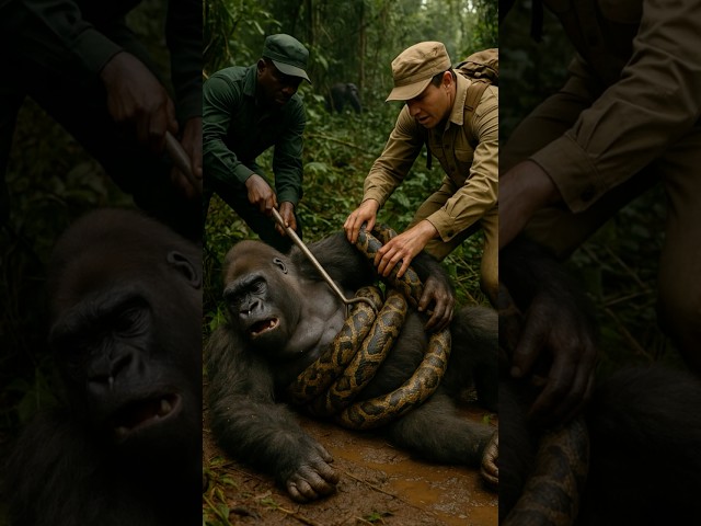 Giant Python Attacks Young Silverback Gorilla! #animalrescue