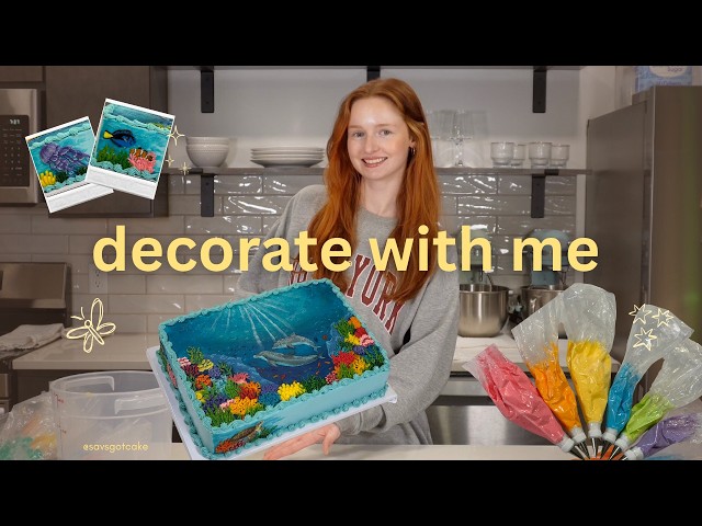 dolphin coral reef cake decorating🍰 decorate with me💕