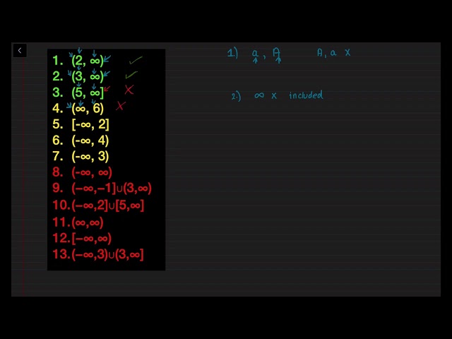 1.1.2 Interval Notation, Inequalities, & Infinity | Questions (Part 2)
