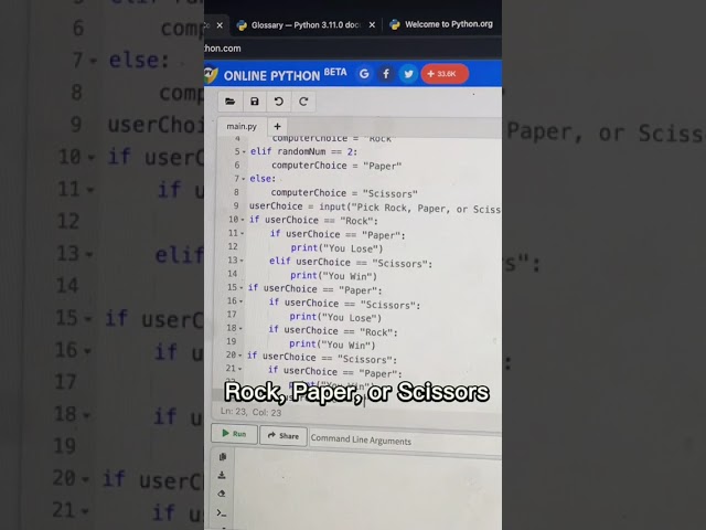 Creating a Video Game In Python using Computer Programming and... #Shorts #dcrob0tics