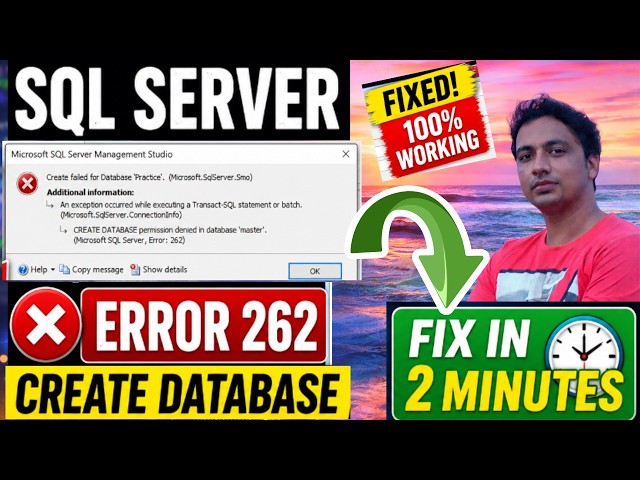 CREATE DATABASE permission denied in database 'master'. (Microsoft SQL Server, Error: 262)