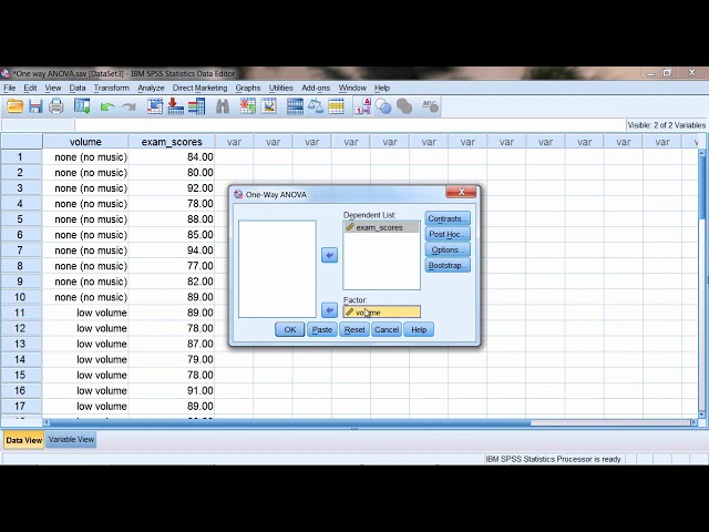 How to Run a One-Way ANOVA in SPSS; ANOVA; F Test; Post Hoc Test