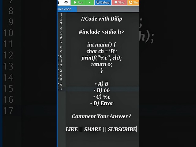 17/100 What will be the output? 🤔 C Language Quiz | Code With Dilip #shorts #cprogramming
