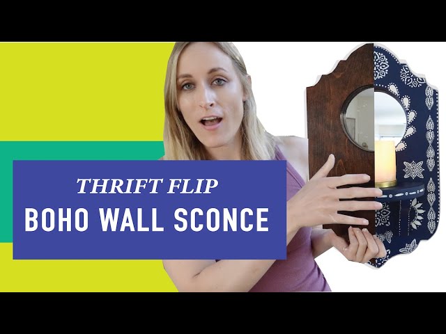 Thrift Flip | Boho Wall Sconce | DIY Bone Inlay Stencil