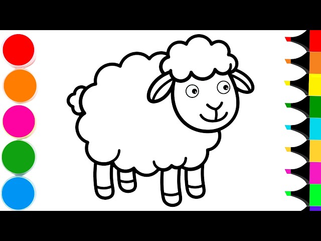 How to Draw Cartoon Sheep | Drawing and Coloring a Cute Sheep | Learn to Draw Cute Goat