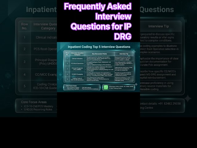 Interview Questions for IP DRG Medical coding Tips #interview #questions#reels #codinginterview