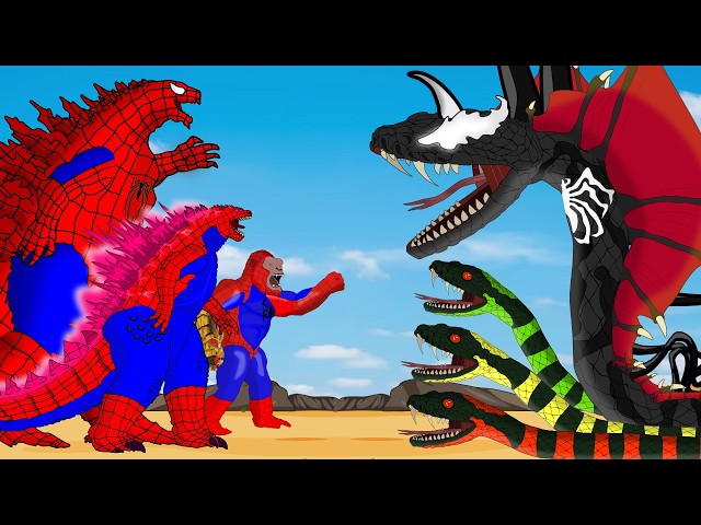 Upgraded Size & Power Comparison | Godzilla Team & kong vs giant python monster - Funny Cartoon
