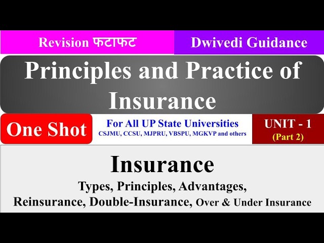 Unit 1, Part 2 : Principles and Practices of Insurance, B.Com 5th Sem, ccsu, csjmu, mgkvp, vbspu..