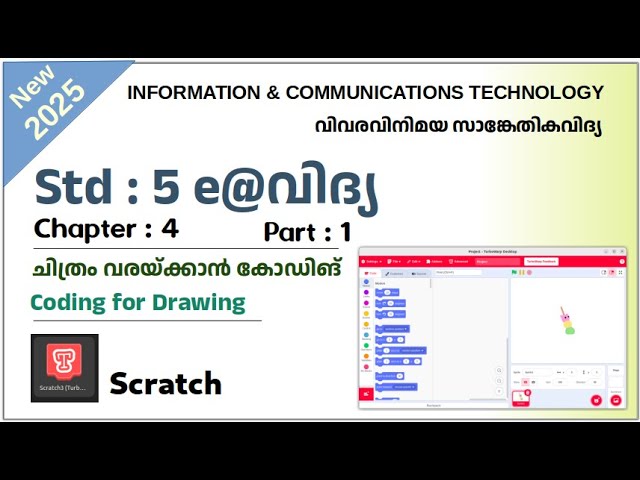 ICT Tutorials 2025 Std 5 Chapter 4.1 Scratch Coding for Drawing