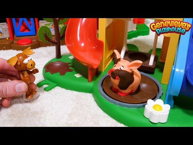 Old MacMoosie had a Farm! Spelling Farm Animals Toy Learning Video for Kids!